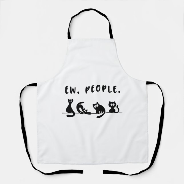 black cat funny womens ew people meowy cat lovers apron (Front)