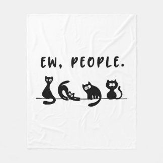 black cat funny womens ew people meowy cat lovers fleece blanket