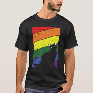 Black Cat Gay Pride Kitten Kitty Lover LGBT-Q Prou T-Shirt
