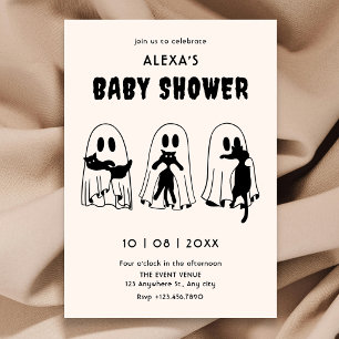 black Cat ghost funny baby shower Invitation