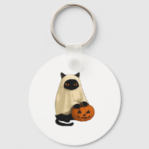 Black Cat Ghost with Pumpkin Essential T-Shirt Keychain
