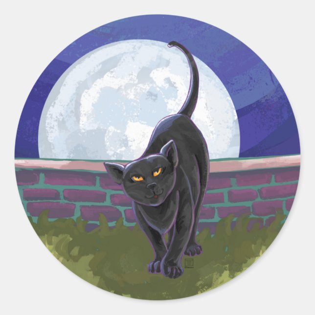 Black Cat Gifts & Accessories Classic Round Sticker (Front)