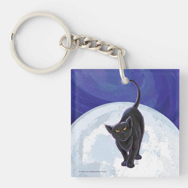 Black Cat Gifts & Accessories Keychain (Front)