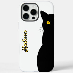 BLACK CAT Golden Eyes Customizable iPhone 16 Pro Max Case