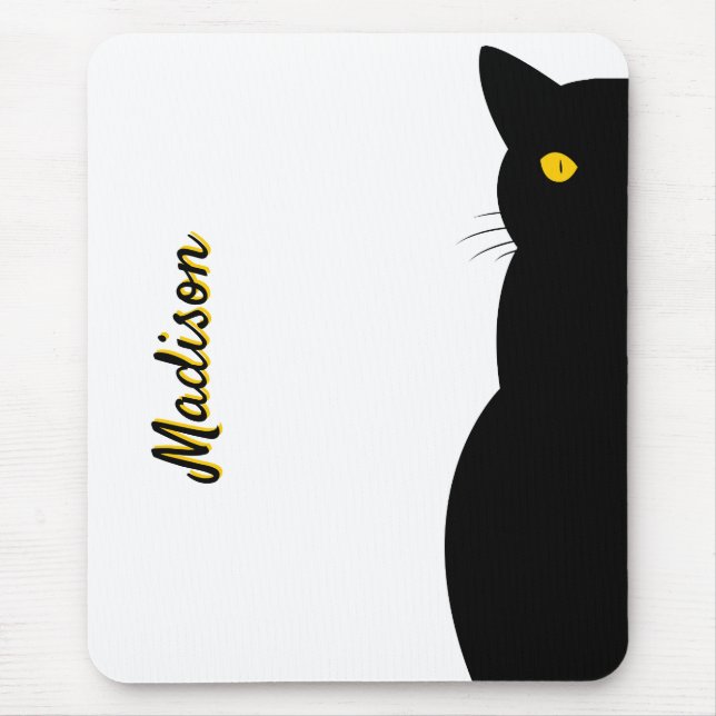 BLACK CAT Golden Eyes Customizable Mouse Pad (Front)