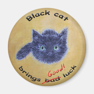 Black cat good luck magnet