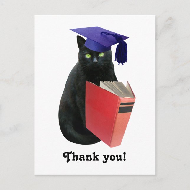 Black Cat Grad Thank You Postcard (Front)