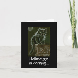 Black Cat Gravestone RIP Halloween is coming... Card