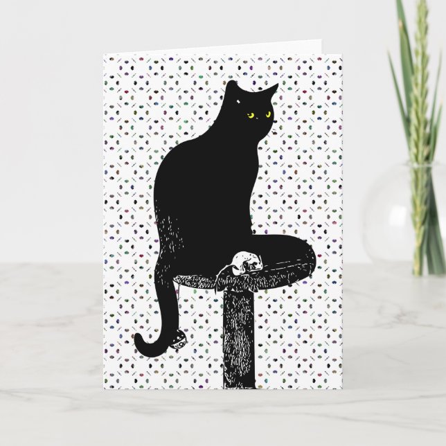 Black cat greeting card (Front)