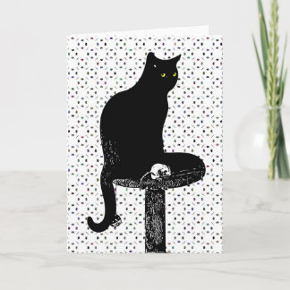 Black cat greeting card