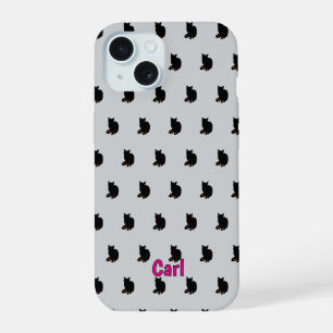 Black Cat (Grey) iPhone 15 Case