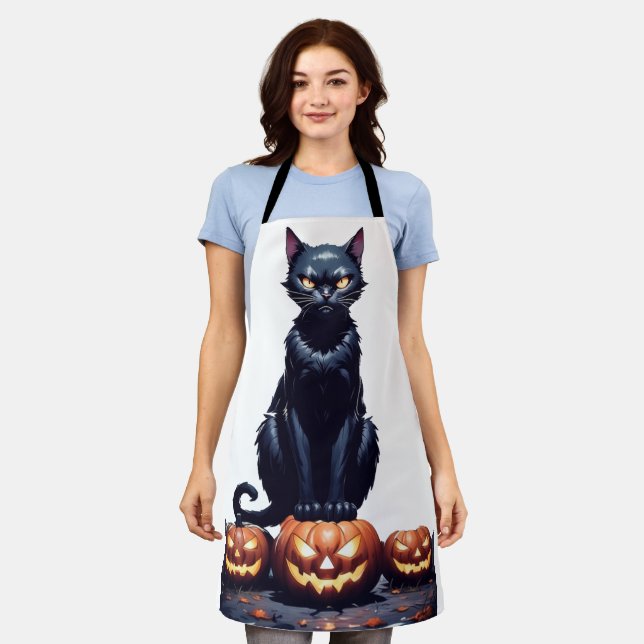 Black cat halloween apron (Worn)