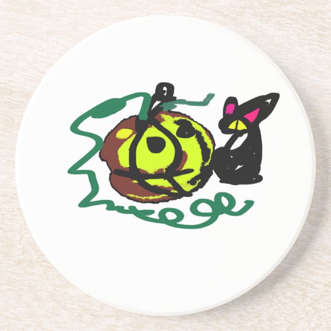 Black Cat Halloween art  Coaster (Front)