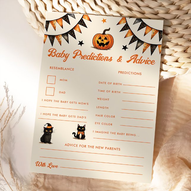 Black Cat Halloween Baby Predictions & Advice Card (Creator Uploaded)