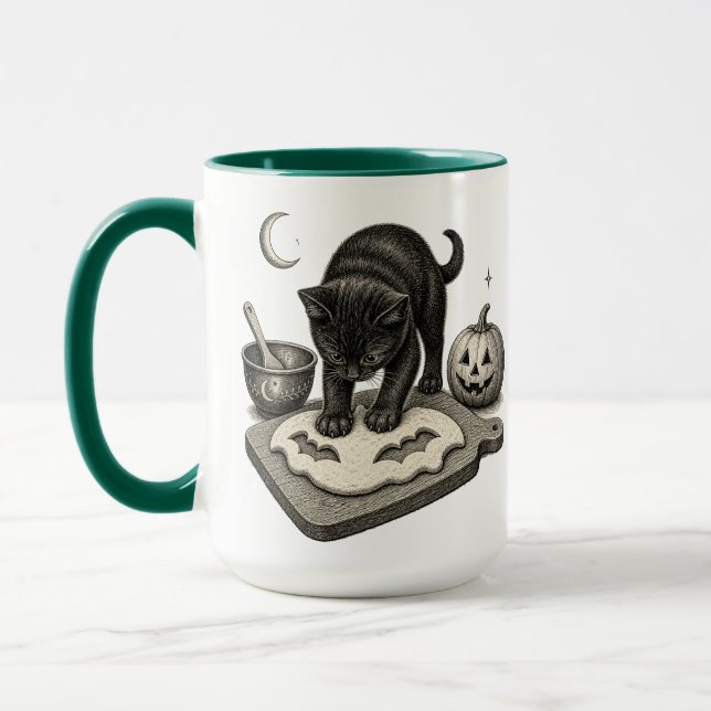 Black Cat Halloween Baking Mug (Left)