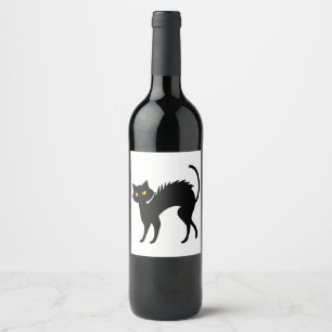 Black Cat Halloween - Black Cats T-Shirt Wine Label