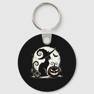 Black Cat Halloween Cat Lovers Keychain