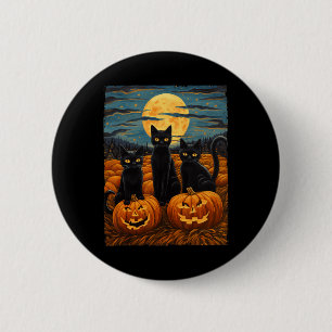 Black Cat Halloween Cat Lovers Starry Night Cat Va 2 Inch Round Button