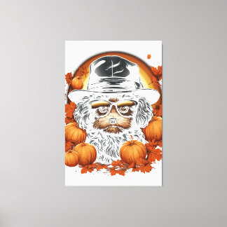 Black Cat Halloween Cat Lovers Starry Night Cat Va Canvas Print