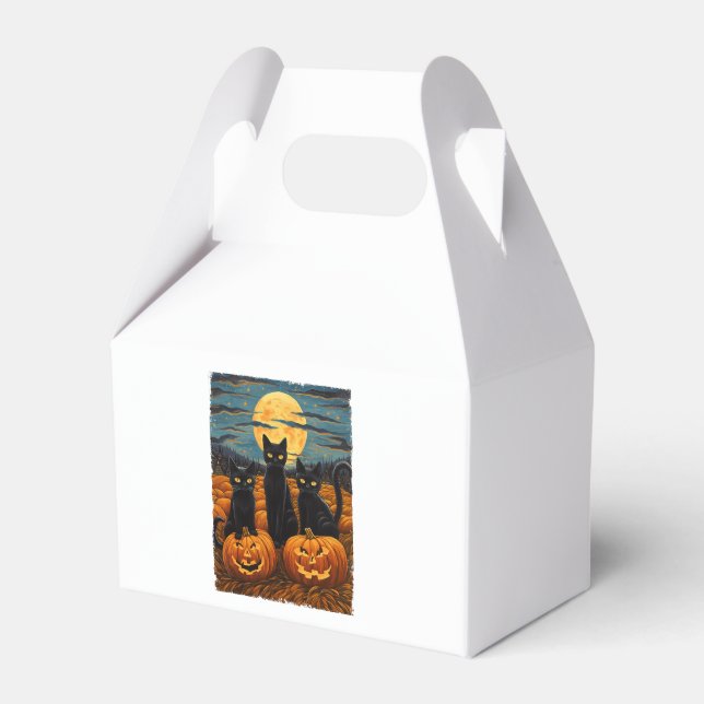 Black Cat Halloween Cat Lovers Starry Night Cat Va Favor Box (Front Side)