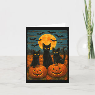 Black Cat Halloween Cat Lovers Starry Night Sky Ca Card