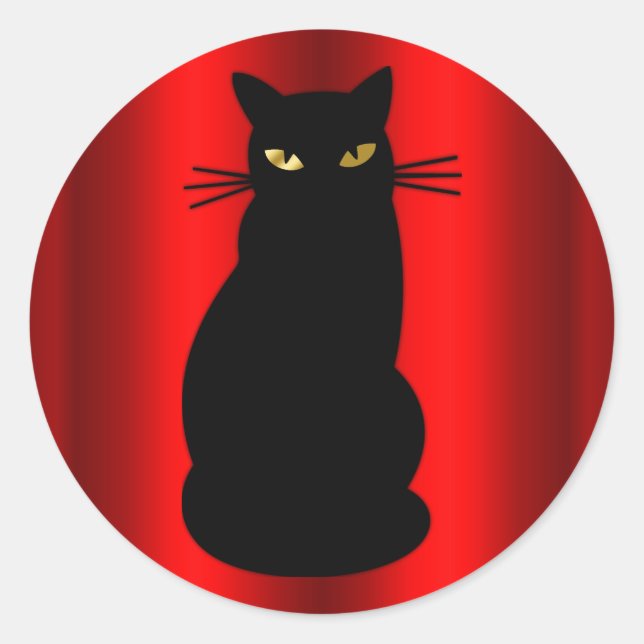 Black Cat Halloween Classic Round Sticker (Front)