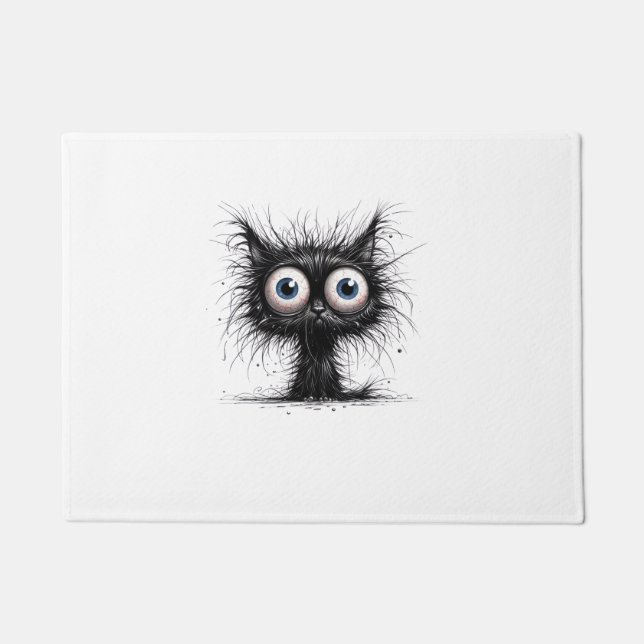 Black Cat Halloween Costume Party Funny Scary Cat  Doormat (Front)