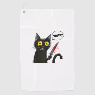 Black Cat Halloween Costume What Funny Cat Lover  Golf Towel