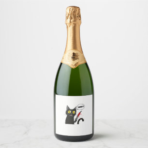 Black Cat Halloween Costume What Funny Cat Lover Sparkling Wine Label