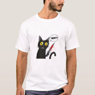 Black Cat Halloween Costume What Funny Cat Lover  T-Shirt