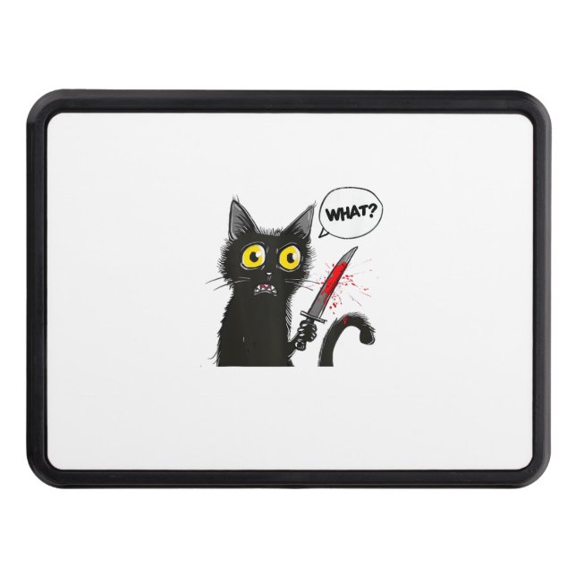 Black Cat Halloween Costume What Funny Cat Lover  Trailer Hitch Cover (Front)