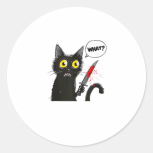 Black Cat Halloween Costume Witchcraft Spider Web  Classic Round Sticker