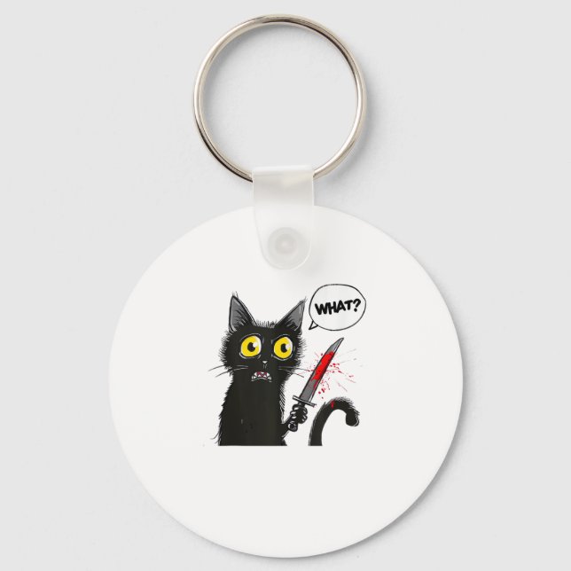 Black Cat Halloween Costume Witchcraft Spider Web  Keychain (Front)