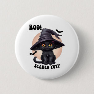 Black Cat Halloween Cute Vintage Black Kitten Boo 2 Inch Round Button