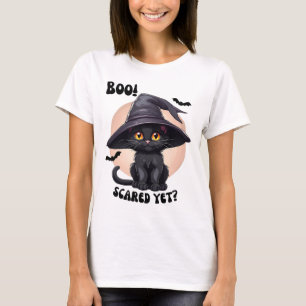 Black Cat Halloween Cute Vintage Black Kitten Boo T-Shirt