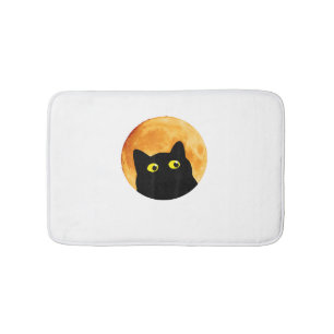 Black Cat Halloween Design Funny Cat Halloween Bath Mat
