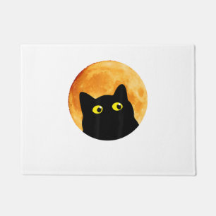 Black Cat Halloween Design Funny Cat Halloween  Doormat