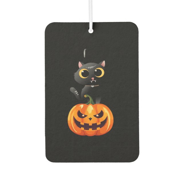 Black Cat Halloween Design � Spooky Pumpkin Art fo Air Freshener (Front)