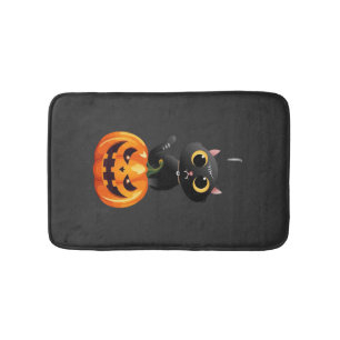 Black Cat Halloween Design � Spooky Pumpkin Art fo Bath Mat