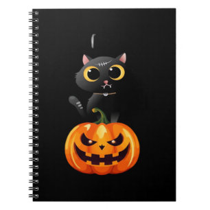 Black Cat Halloween Design � Spooky Pumpkin Art fo Notebook