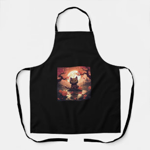 Black Cat Halloween_ Great Wave and Pumpkins Apron