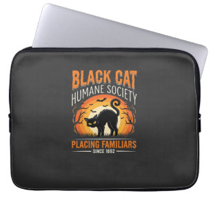 Black Cat Halloween Humane Society Vintage Graphic Laptop Sleeve