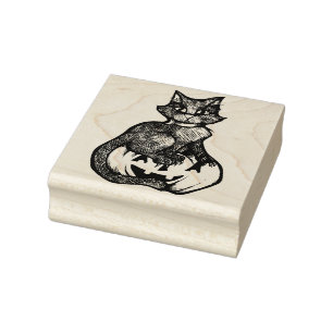 Black Cat Halloween Jack O Lantern                 Rubber Stamp