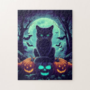 Black Cat Halloween Jigsaw Puzzle