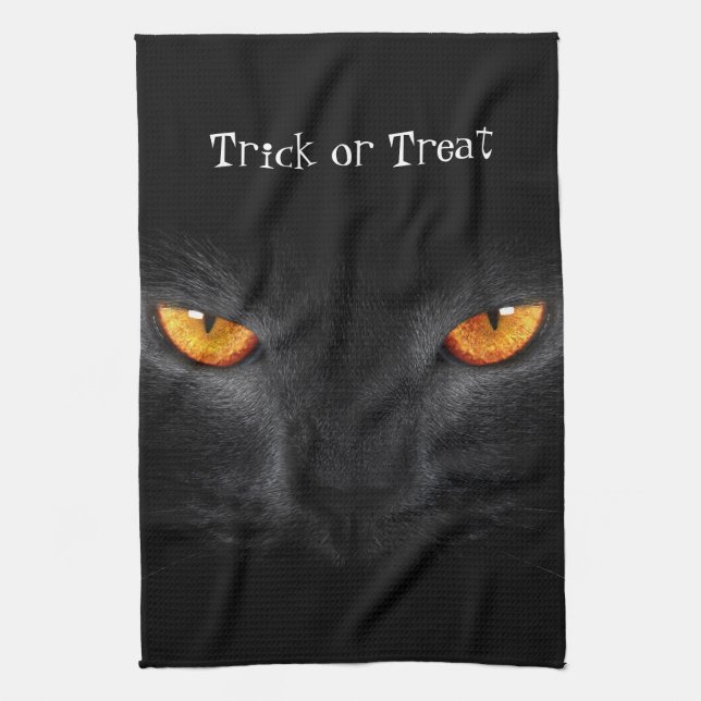 Black cat Halloween Kitchen Towels (Vertical)