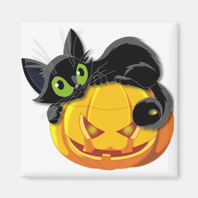 Black cat Halloween Kitten Clip art Magnet (Front)