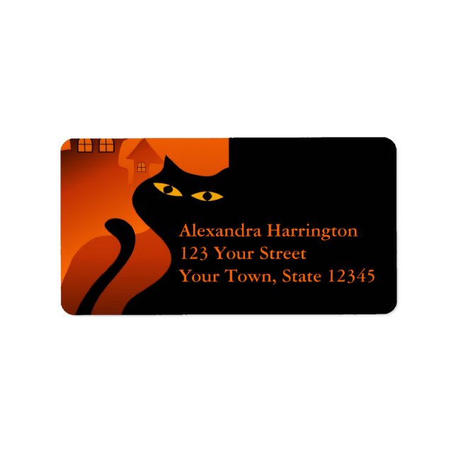 Black Cat Halloween Label (Front)