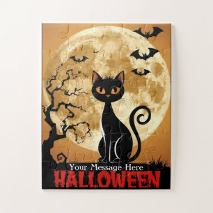 Black Cat Halloween Night Spooky Nights Jigsaw Puzzle