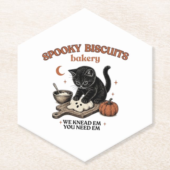 Black Cat Halloween Paper Coaster (Front)