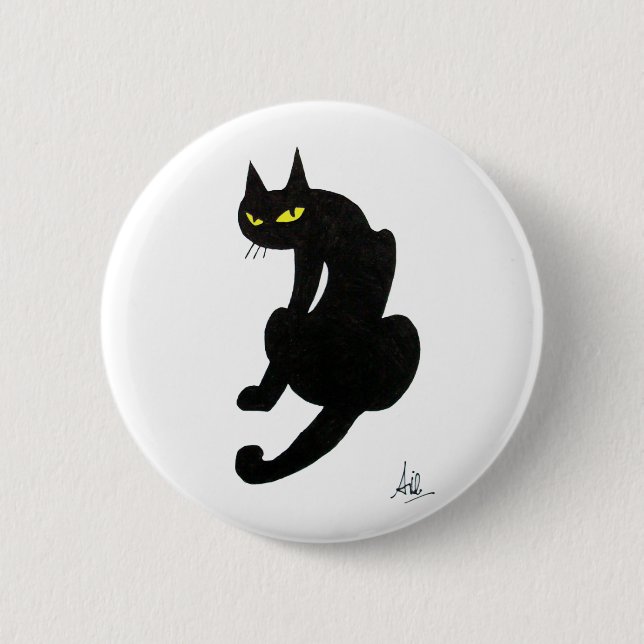 BLACK CAT HALLOWEEN PARTY 2 INCH ROUND BUTTON (Front)